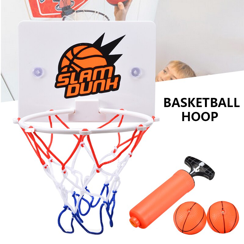 Home Indoor Mini Portable Basketball Hoop Suction Cup Basket Ball Board Stand + Ball +Air Pump Wall Mounted For Children Adults