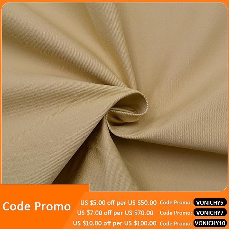 Soft Solid Color Khaki Stretch Cotton Fabric For Shirt Dress, Black, Pink, Gray, Blue, Green, White, By The Meter