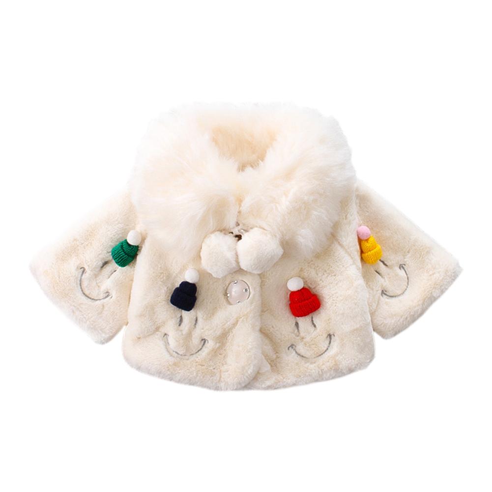 Breathable Coats Kids Girl Baby Autumn Winter Comfort Soft Long-Sleeve Fleece Loose Version Thicken Embroidery Fur Clothing: White / Newborn