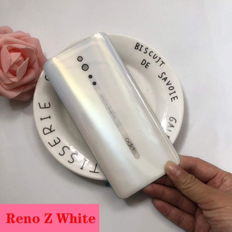 100%  originalt glas batteridæksel til oppo reno / reno 10x zoom / reno z baghus bagcover glas batteri dør sag: Reno z hvid