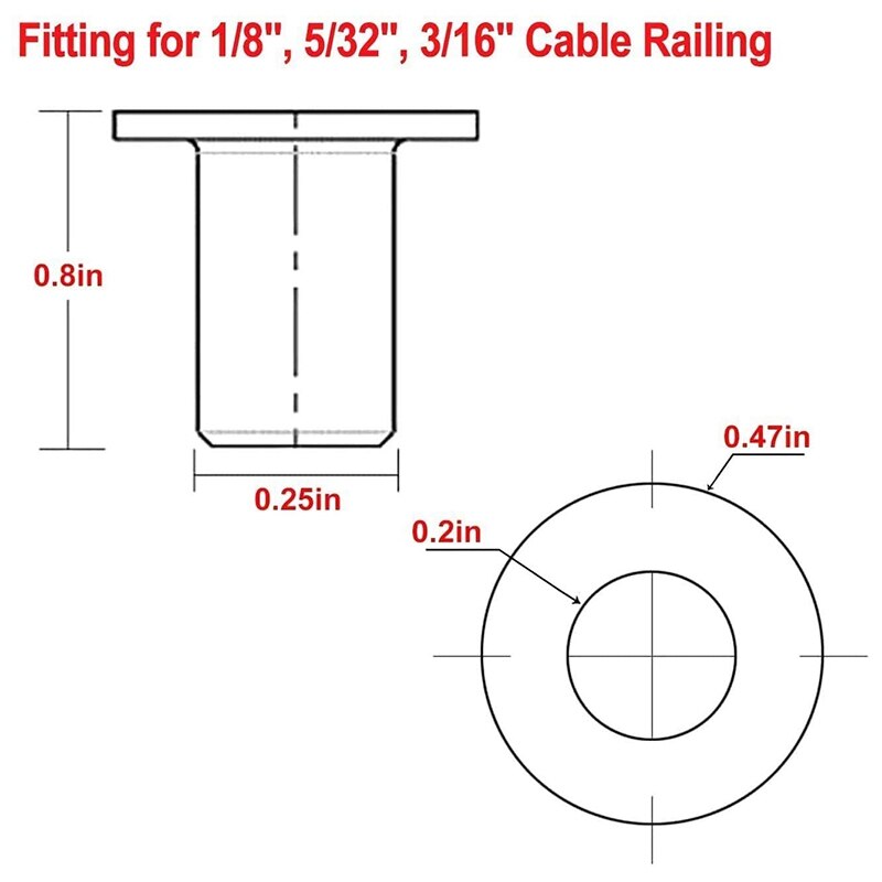 Shgo  -30 pakke  t316 rustfrit stål beskyttelseshylster til 1/8 tommer wire reb kabel gelænder diy balustrade med en borekrone