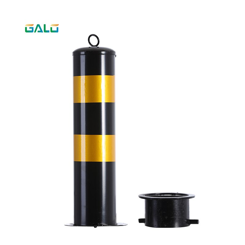 Safety protection steel tube material cast parking traffic bollard with reflective sticker