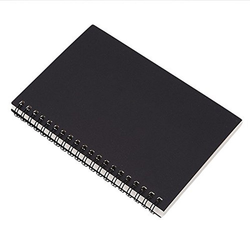XRHYY Retro Spiral Coil Notebook Kraft Blank Sketchbook for Drawing Painting Graffiti Sketch Book Memo Pad Office And School: Black-Small