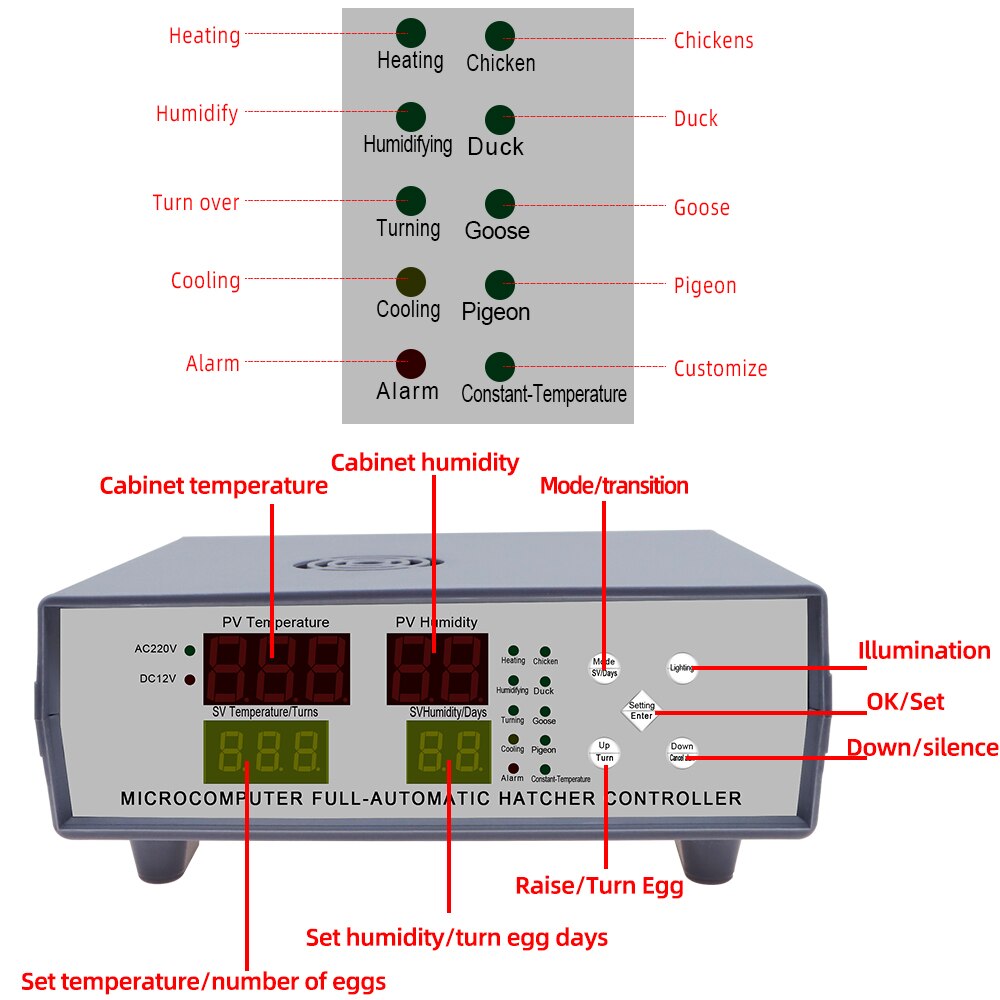 XM-18K-2 Intelligent Humiture Incubator Controller Automatic Egg Incubator five kinds of incubation modes Hatcher Controll 30%of