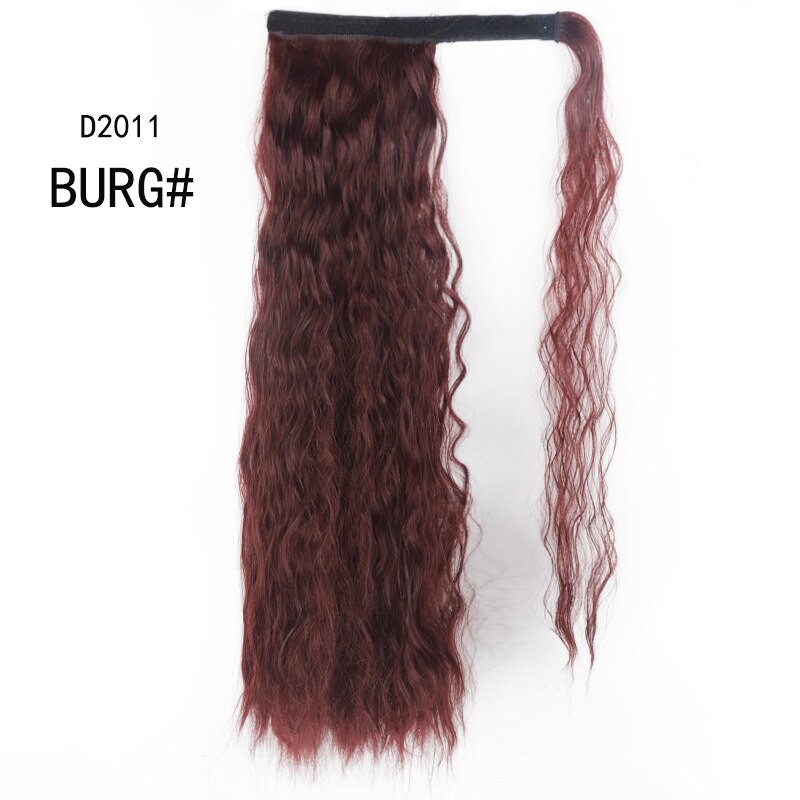 Werd lockigt lång hästsvans syntetiskt hårstycke wrap on clip hair extensions ombre brun hästsvans blont hår: P1b/27
