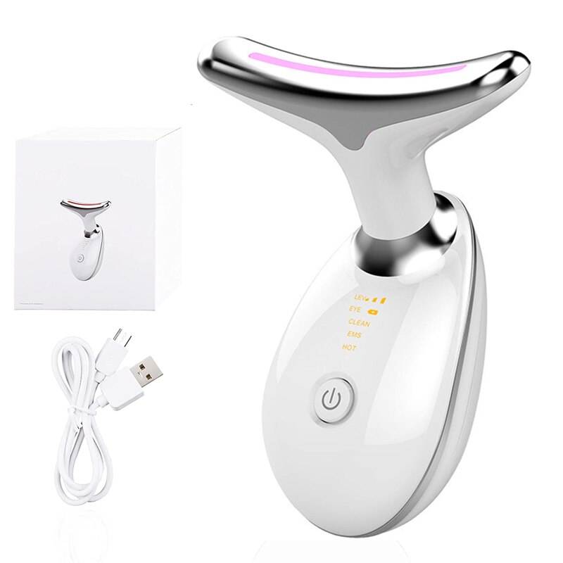 Hals Gezicht Schoonheid Apparaat 3 Kleur Led Photon Therapie Huid Draai Verminder Dubbele Kin Anti Rimpel Verwijderen Hals Lift Huid care Tools: With Retail Box