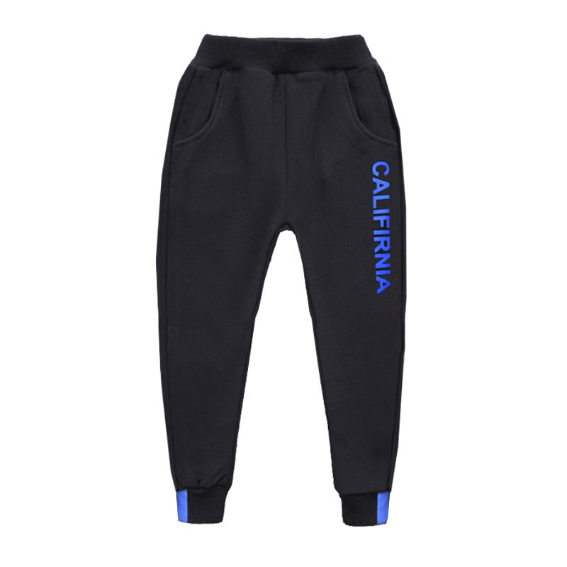 Koreansk stil slim fit sportsbukser til teenagere børn dreng bomulds fleece blyantbukser børn afslappede højtaljede joggingbukser: Blå / 11