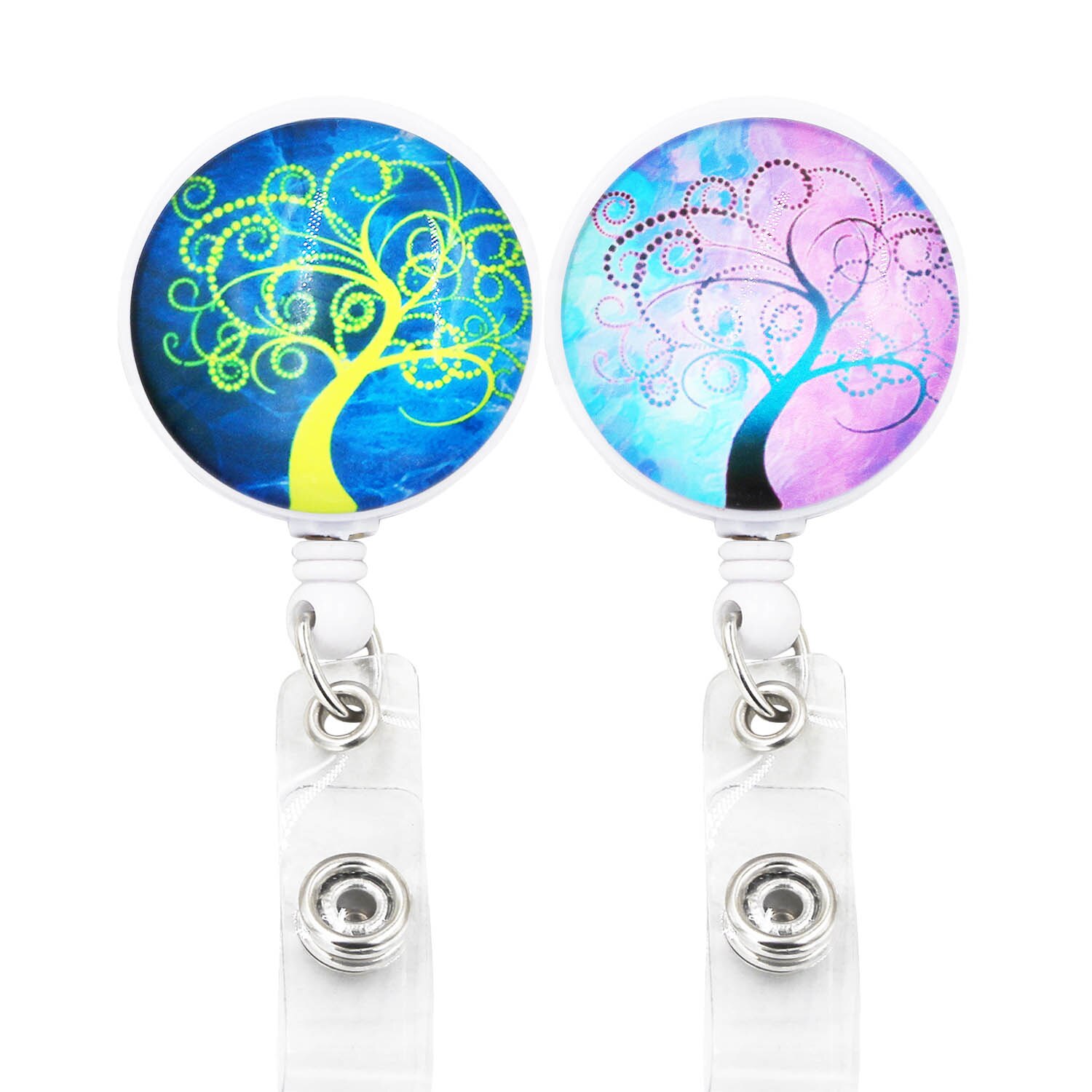 1PC ID Retractable Badge Holder with Alligator Clip Life Tree Retractable Cord ID Badge Reel 24 inch