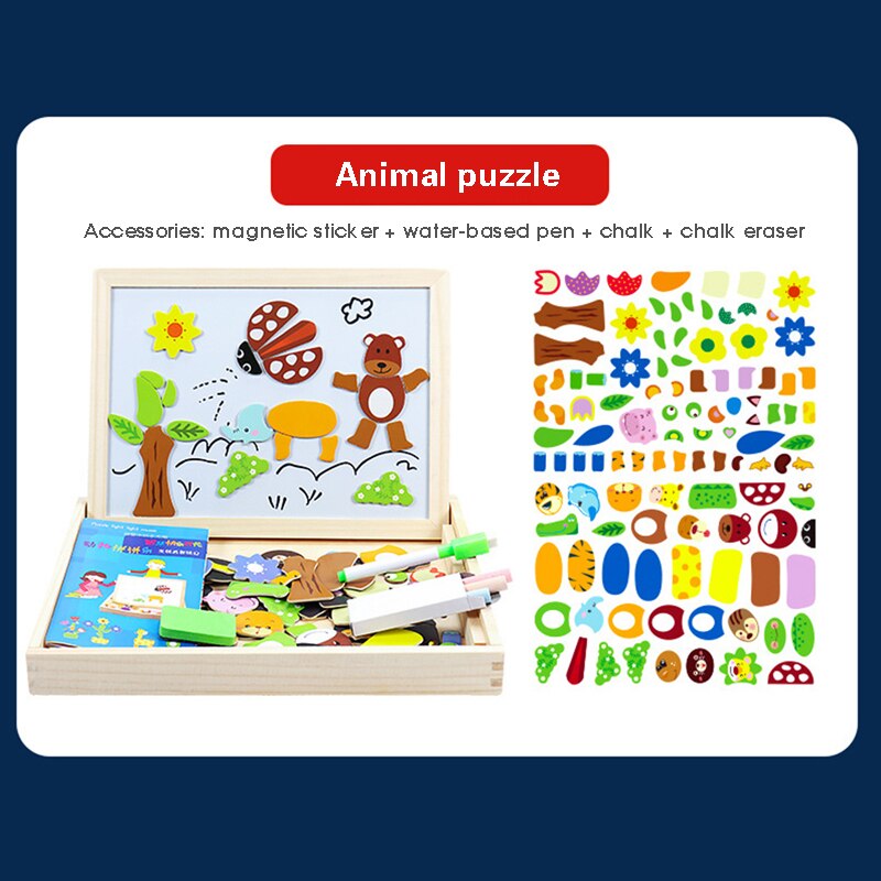 Kinderen Speelgoed Houten Magnetische Puzzel Educatief Speelgoed Kids Tafel Games Fidget Speelgoed Twee Stijlen En 8 Patronen Voor Uw keuze: Puzzle 2