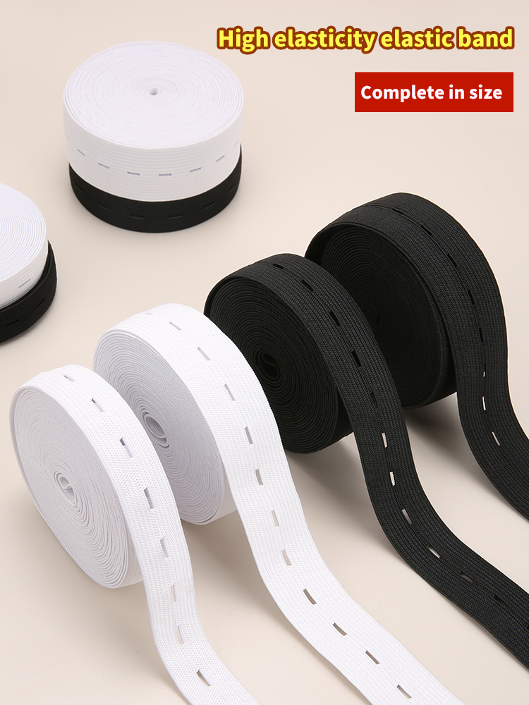 Cinturón elástico con agujero de botón de 5m, cinturón elástico con agujero de botón trenzado, cinturón elástico, accesorios de ropa de costura DIY