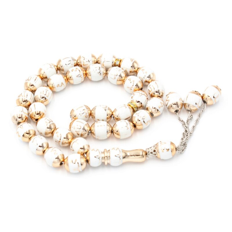 Tasbih – perles de prière musulmane islamique, collier de méditation, chapelet, Masbaha: WHITE