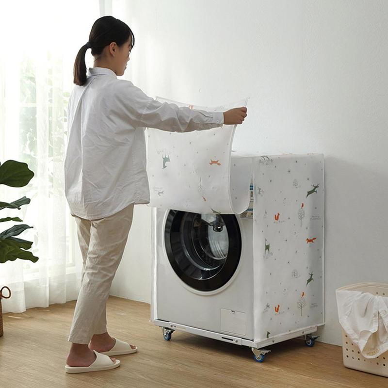 PEVA Washing Machine Cover 62*56*83cm Sunscreen Dust Washing Top Front Jacket Cover Case Dust Protective Machine Proof Open U4Y2