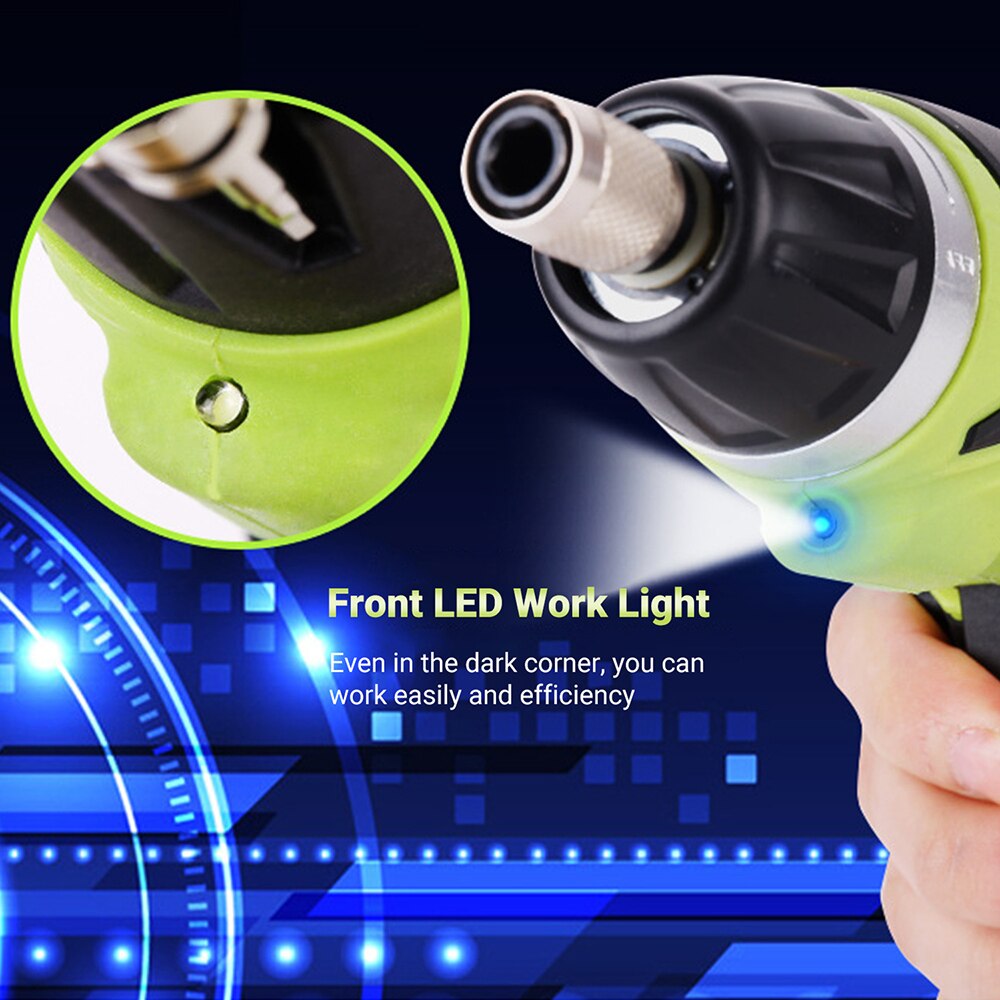 6.0N.m Cordless Electric Screwdriver 2PCS Rechargeable 1500mAh Li-ion 7 Torque Setting 2 Position Handle with 6 Accessories