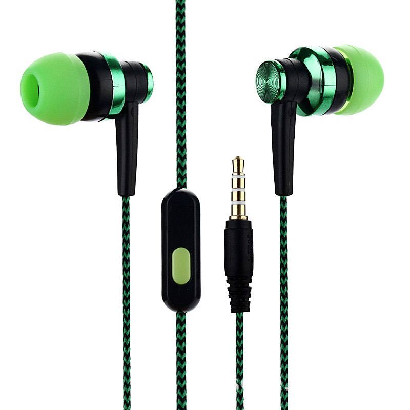 3.5Mm Rechte In-Ear Sport Oortelefoon Bass Stereo Headset Bedrade Gevlochten Lijn Voor Elke Ios Elke Android Telefoon
