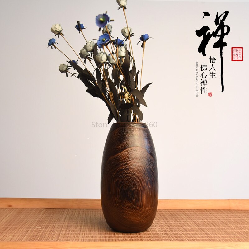 Style japonais brûlant Tung arbre petit Vase en bois massif fleurs séchées Vase fleur orgue Mini originalité ameublement ornement