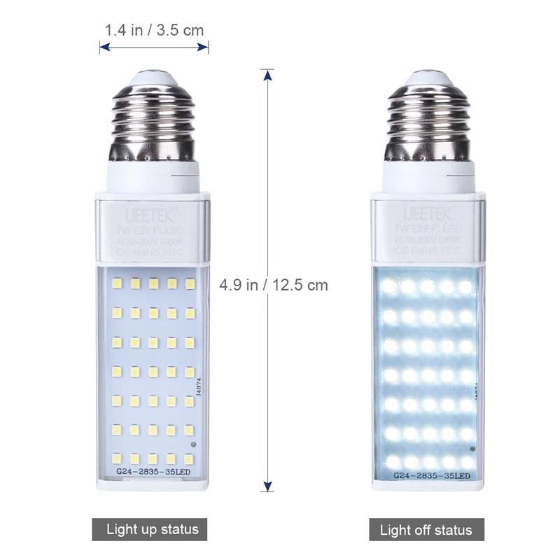 UEETEK – lampe à économie d'énergie, 7W E27, pour s'adapter à toutes les dosettes et boîtes de poisson, Aquariums, prise horizontale blanche, éclairage en maïs