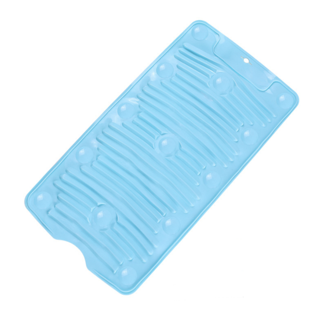 Practical Laundry Tool Portable Household Folding Mini Silicone Washboard Sucker Non-slip Laundry Mat Washing Board: Blue