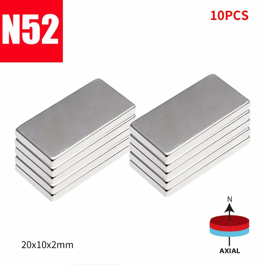 N52 20X10X2 Mm Neodymium Blokmagneet Zeldzame Aarde Magneten 10/20/30/60 stuks Voor Plakken Toelichting Op Koelkast Deuren Diy Projecten F1: D