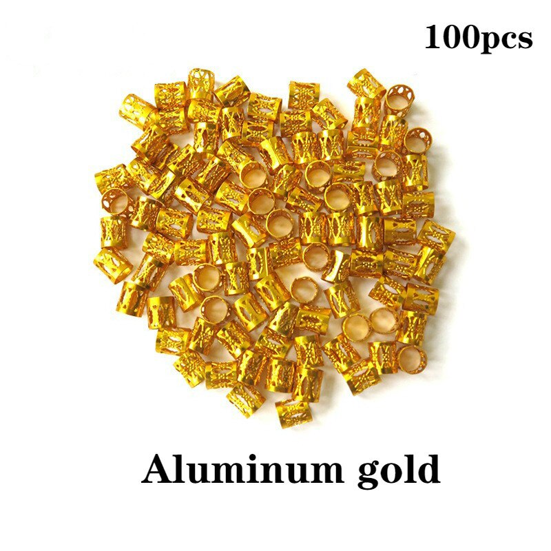 100Pcs/Lot Gold and Silver 8x9mm Micro Hair Dread Braids Wig Lock Tube Beads Adjustable Cuffs Clips for Hair Accessories Tool: NO.4    100pcs