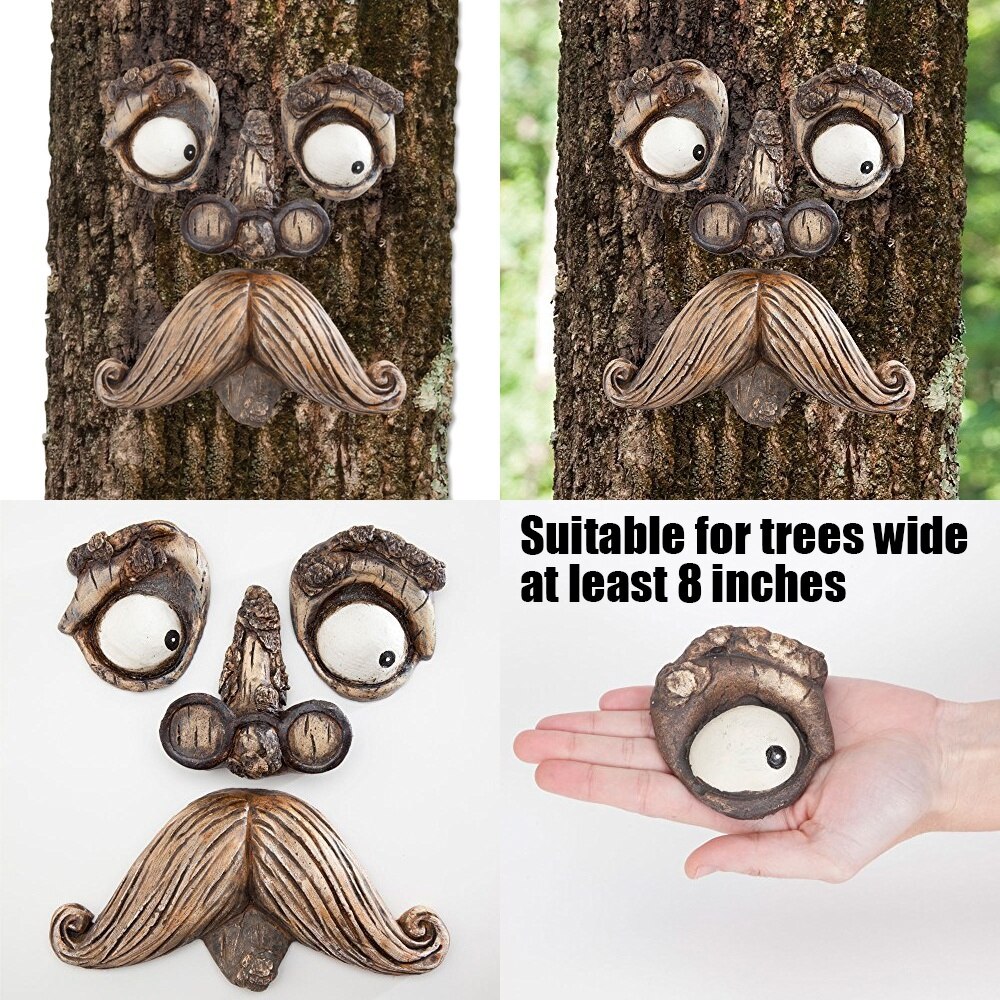 DIY Lustige Rinde Holz Ornamente Alte Männer Augen Nase Mund DIY Dekoration Auf Baum für Foto Requisiten Heimat Garten Hof liefert