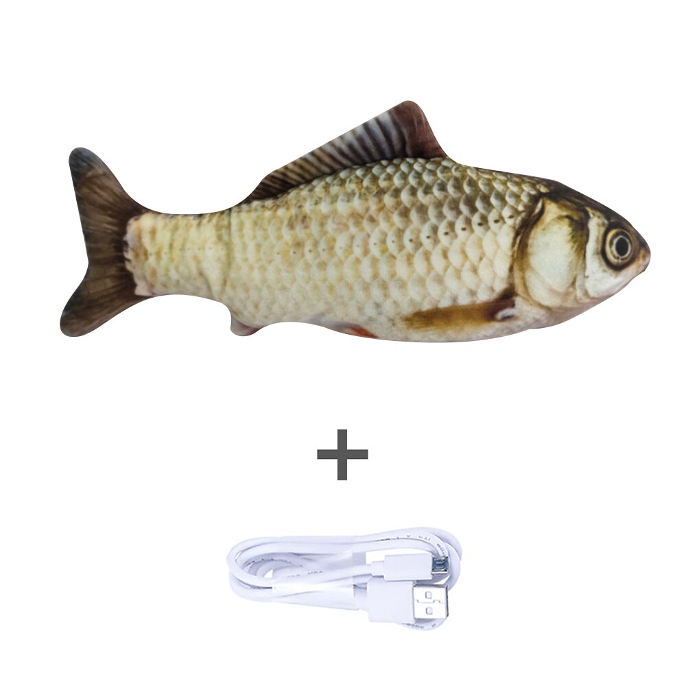Drôle interactif animaux oreiller électrique Wagging poisson chat jouet cataire Kicker jouets mâcher morsure coup de pied électrique mobile poisson chat jouet réel: GrassCarp