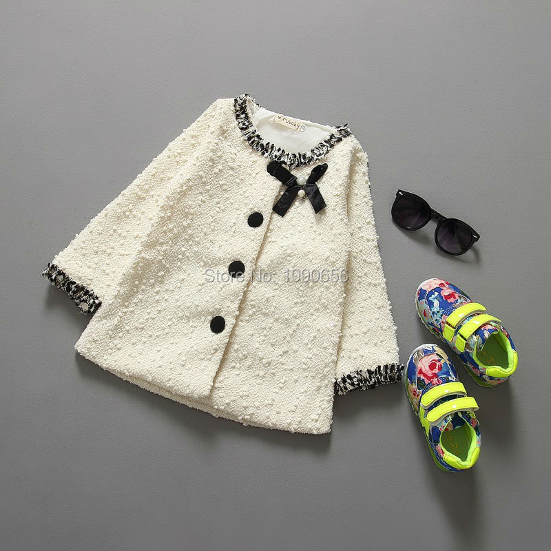 Hooyi Meisjes Vest Kinderen Jas Dot Vlinder Kids Jassen Mode Zuigeling Blouses Outfits Beige 2 3 4 5 6 7 Jaar