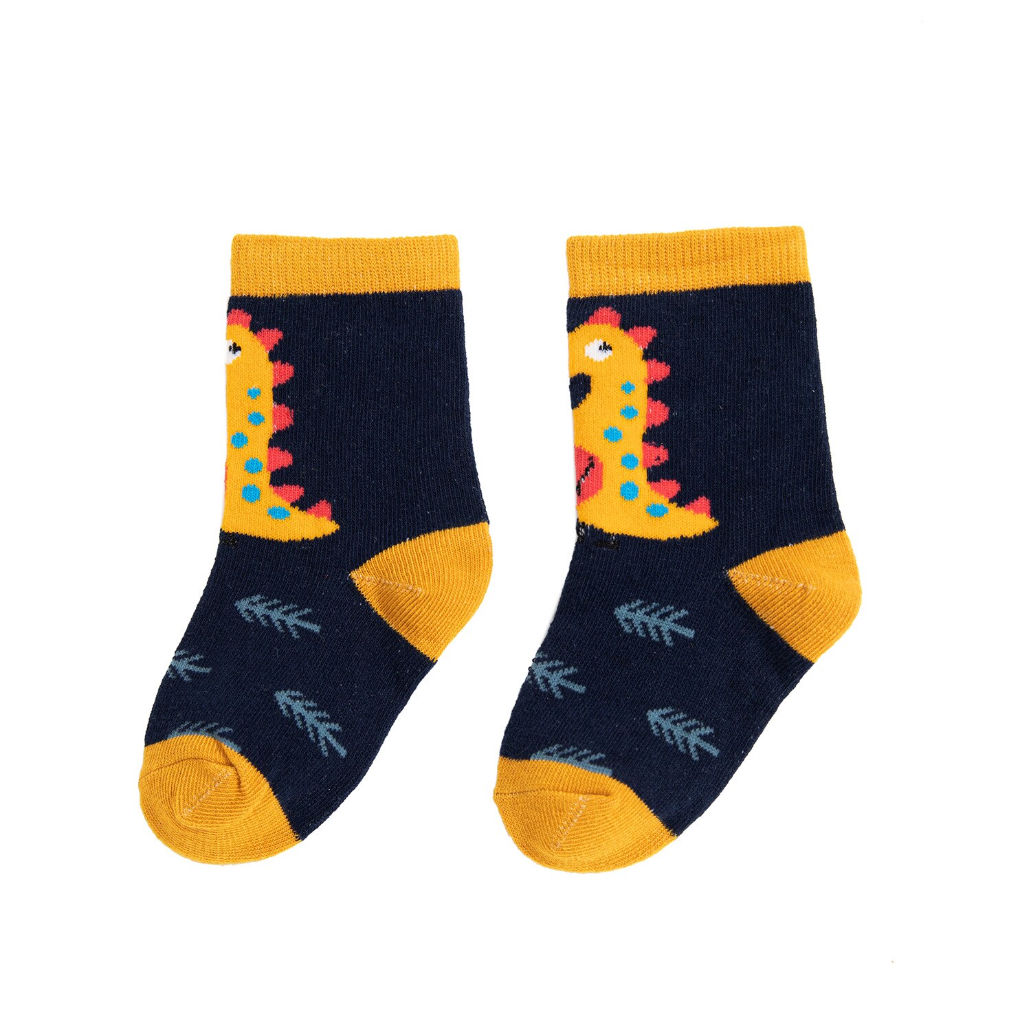 2 Paren/partij Baby Sokken Dinasour Printting Jongens Sokken Katoenen Warme Sokken: D yellow black / age 0-3 years old