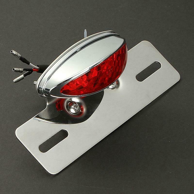 Luz trasera de motocicleta, luz trasera integrada con soporte para matrícula para Bobber, Chopper, Cruiser Street Bike
