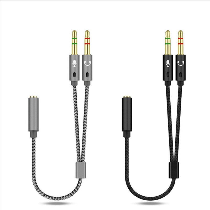 Y séparateur casque pour ordinateur 3.5mm 1 femelle à 2 mâles 3.5mm micro Audio Y séparateur câble casque vers PC adaptateur câble AUX