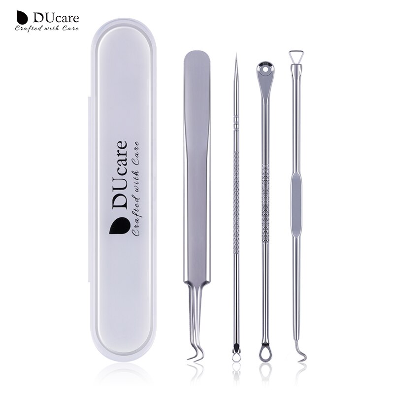 DUcare 4 PIÈCES Acné Comédons Enlèvement Aiguilles En Acier Inoxydable Pimple Extracteur Comédon Décapant Peau Soin Propre Outils Kit