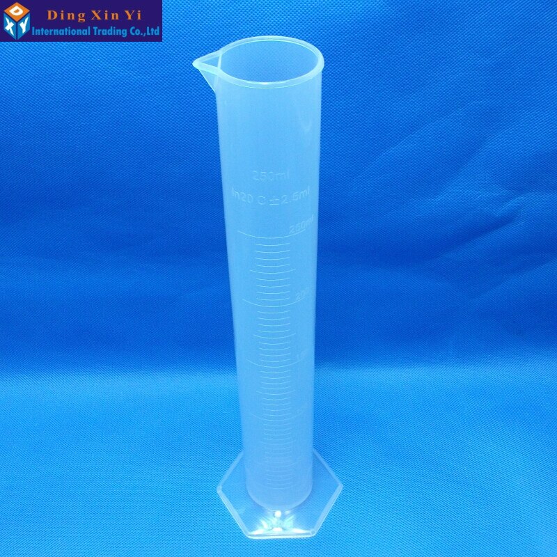 250Ml Meten Van Plastic Cilinder Afgestudeerd Cilinder Voor Laboratorium Test