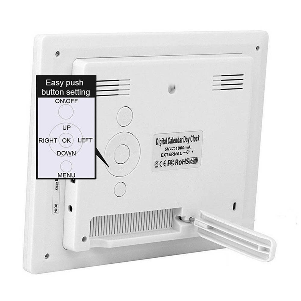 8" Electronic LED Digital Calendar Alarm Clock with Large LED Screen Display Letter Week/Month/Year US/AU/UK/EU Plug Alarm Clock