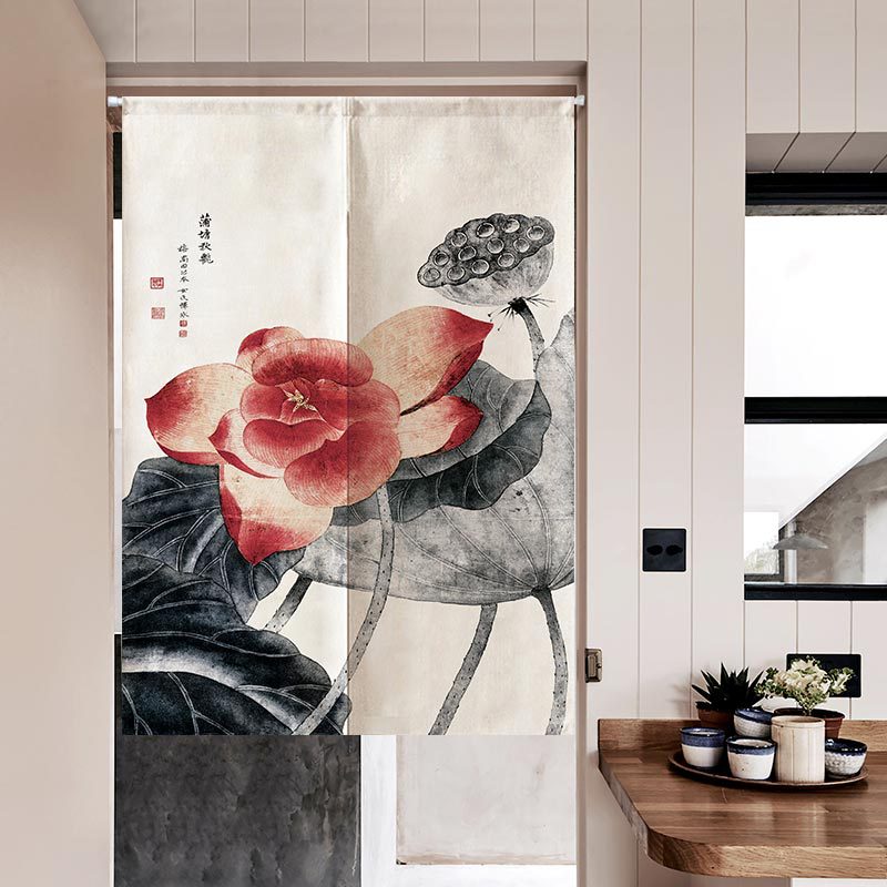 Rideau Feng Shui de porte en Lotus | rideau chinois de porte, salon Restaurant cuisine demi-rideau