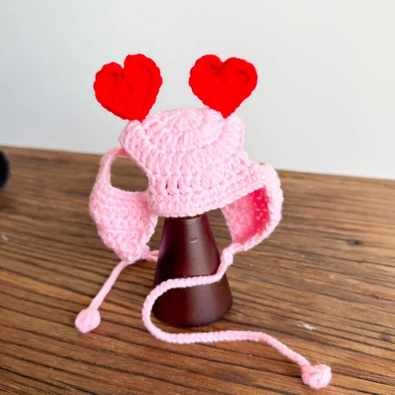 Sombrero de ganchillo con forma de corazón de melocotón para gato o perro pequeño, patrón de sombrero de berenjena de ganchillo para gatos y perros, ropa para gatos, accesorios para gatos