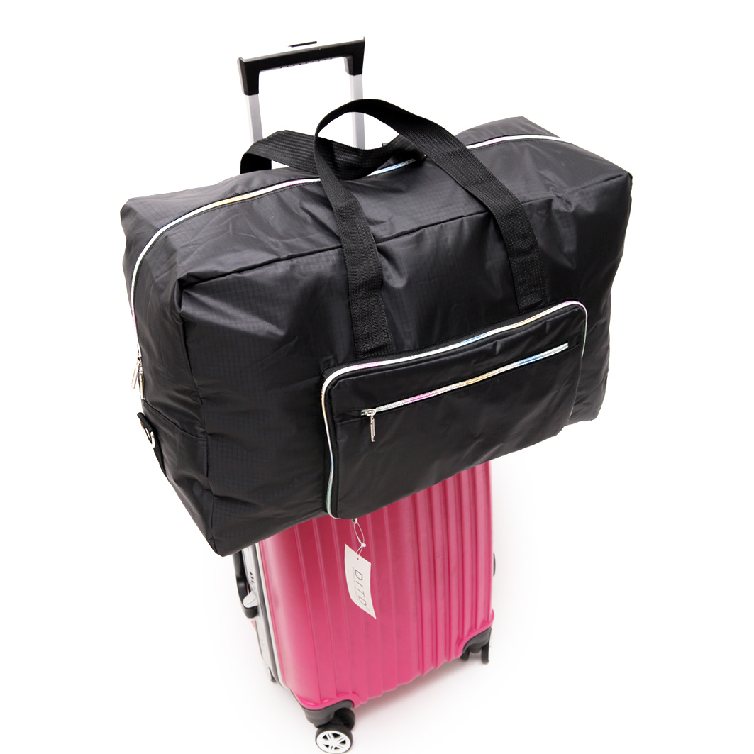 Casual Travel Bags portátil plegable hombro Duffle Bag Trolley equipaje Tote Sac A Main colorido gran capacidad bolsas impermeables: Black