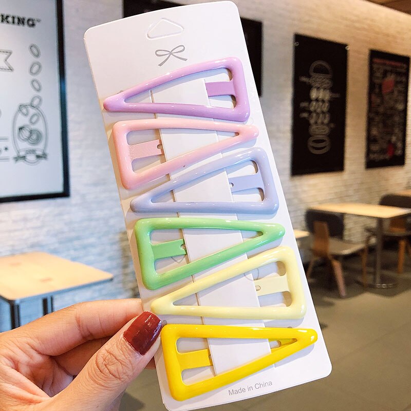 6 stks/set Vrouwen Meisjes Leuke Kleurrijke Hart Driehoek Haarspelden Zoete Haarspeldjes Haarspeldjes Haar Ornament Mode Haaraccessoires