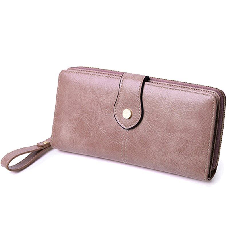 Women PU Leather Wallets Female Long Hasp Purses Multifunctional Clutch Large Capacity Zipper Wallet Phone Purse Card Holder: Style-1 Pink