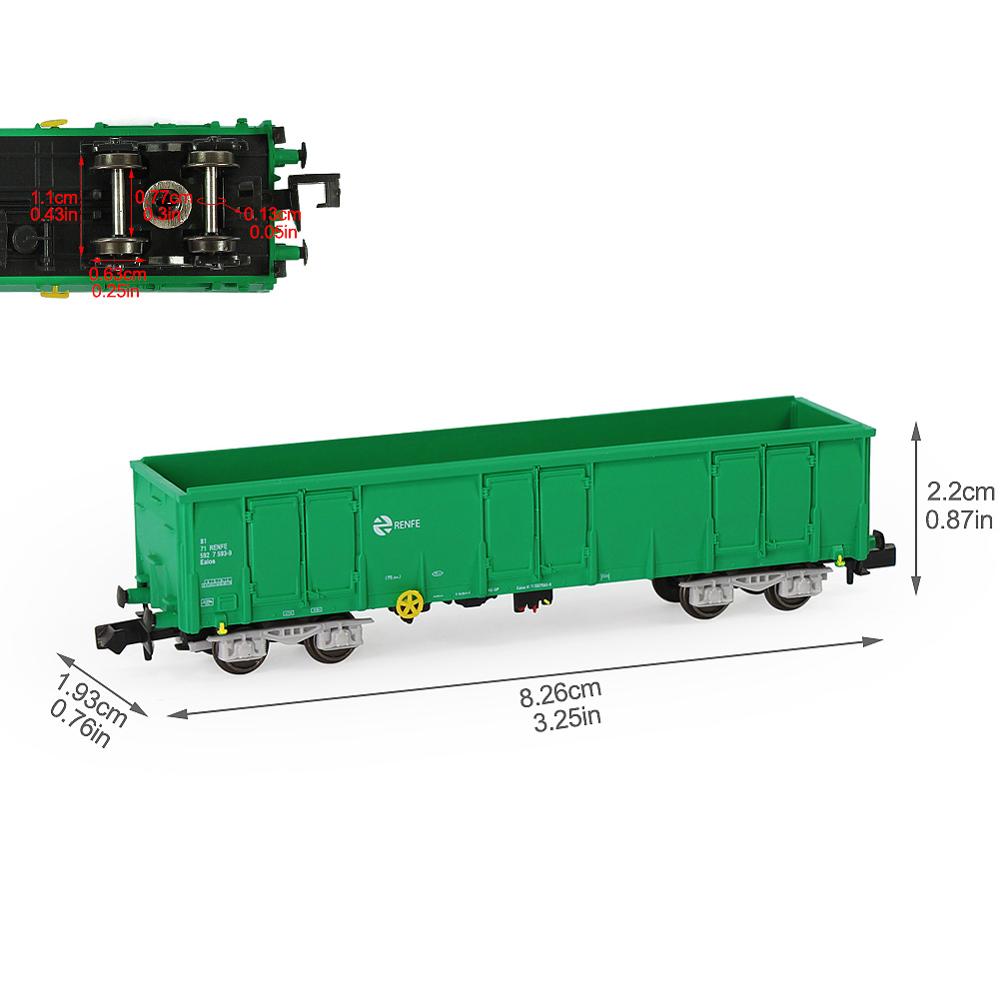 1pc/2 stk n skala grøn renfe højside gondolvogn 1:150 jernbanevogne rullende materiel godsvogn model tog  c15013 plv