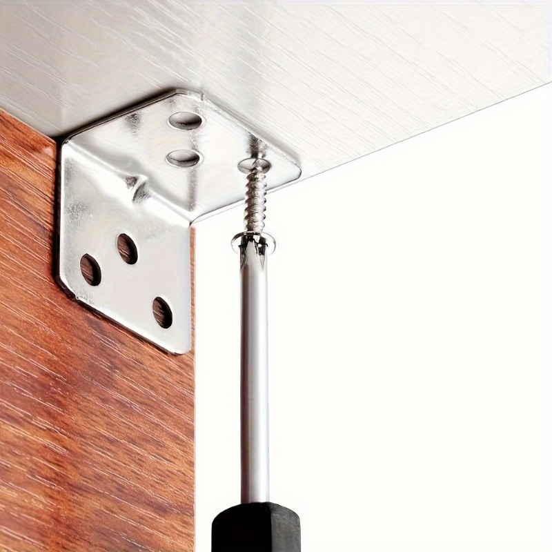 50/10x Stainless Steel Corner Brackets Universal for Cabinets Drawers Windows Wood Furniture 90 Degree Right Angle Fixed Bracket