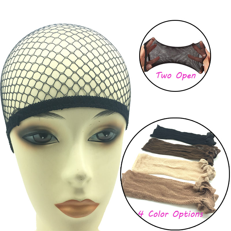 Stretchable Mesh Wig Cap Two Open Mesh Weaving Black Blonde Wig Hair Net Making Caps Hairnets 10PCS/Lot