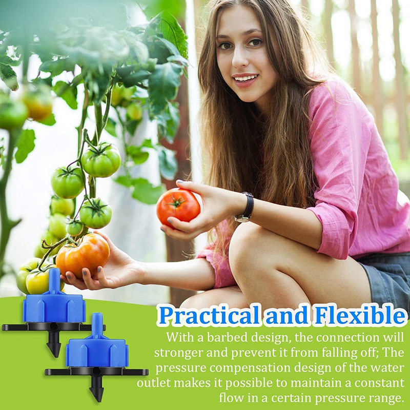 80Pcs Pressure Compensating Drip Emitters Adjustable Irrigation Drippers 2 GPH Drip Irrigation Mini Connectors For Lawn