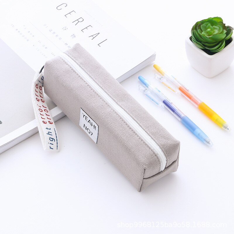 Pencil Case Simple Style Zipper Pencil Bags Pen Holders School Supplies Stationery Pencil Box for Boys or Girls: Gray