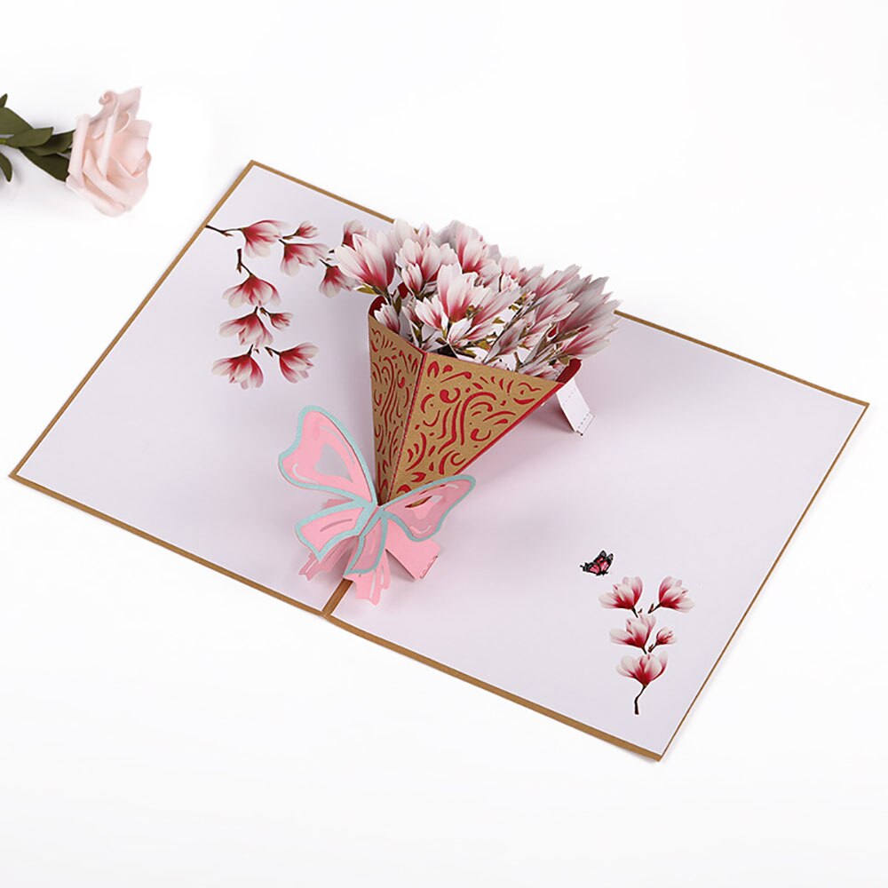 3D Pop UP Flower Invitations Cards Party Invitation Rose Mother day Greeting Card Anniversary Postcard