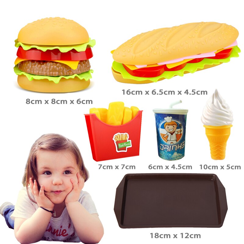 Jouets de Simulation de nourriture pour enfants, frites, Hamburger, maison de jeu, chien , ensemble de cuisine, restauration rapide, jouets éducatifs