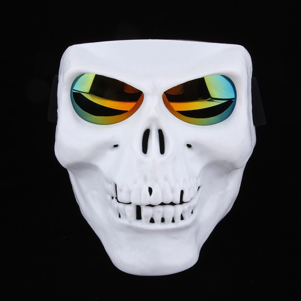 Motorbike Helmet Skull Monster Bones Demon Visor Full Face Mask Halloween: White Yellow