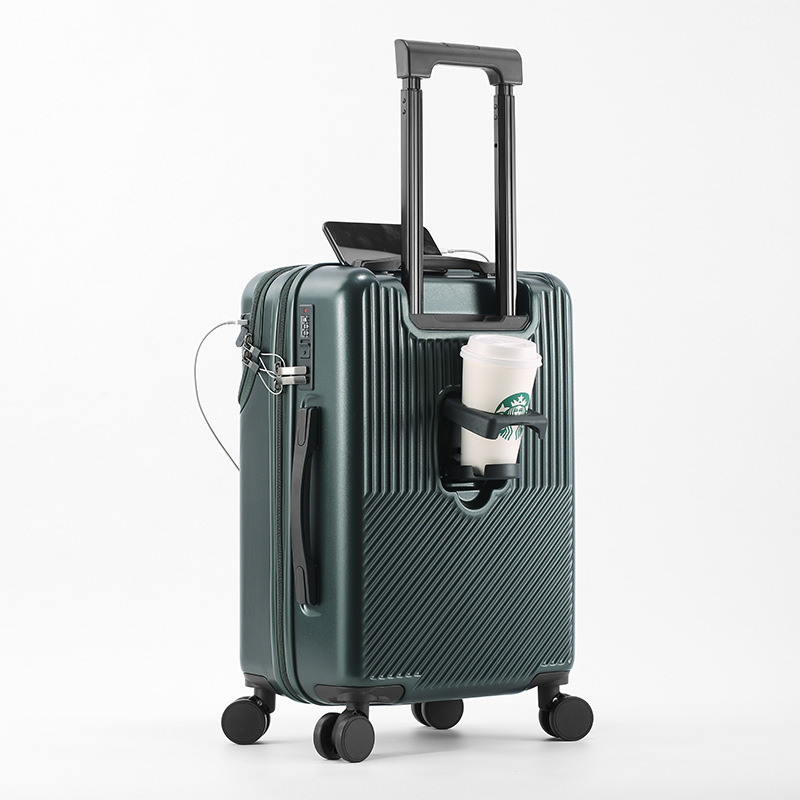 Slitesterke bagasjesett med stor kapasitet koffert foran åpenn usb-frakt menn håndbagasje reise 20/22/24/26: Grønn / 13 tommer 325mm