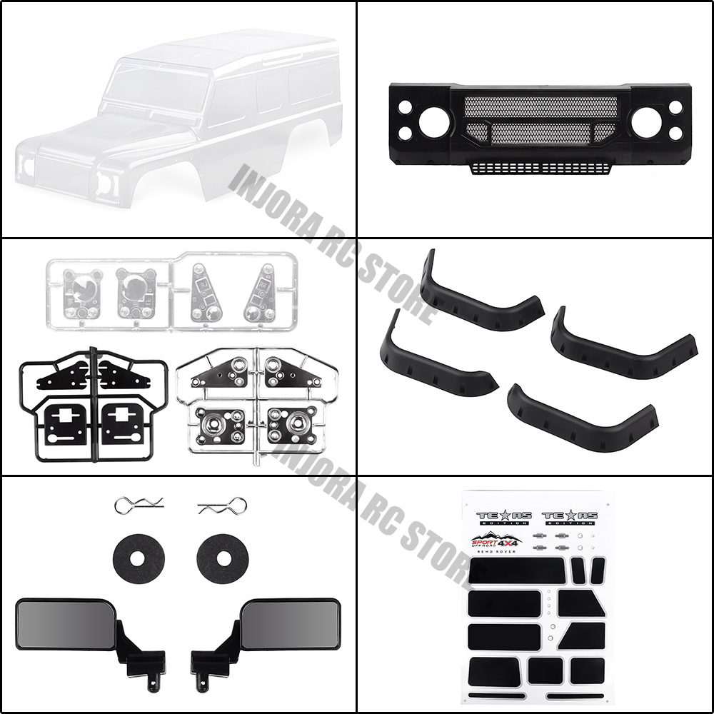 INJORA RC Car PVC Plastic 313mm Wheelbase D110 Defender Pickup Body Shell for 1/10 RC Crawler Traxxas TRX-4 Axial SCX10 90046: Clear Shell D110A