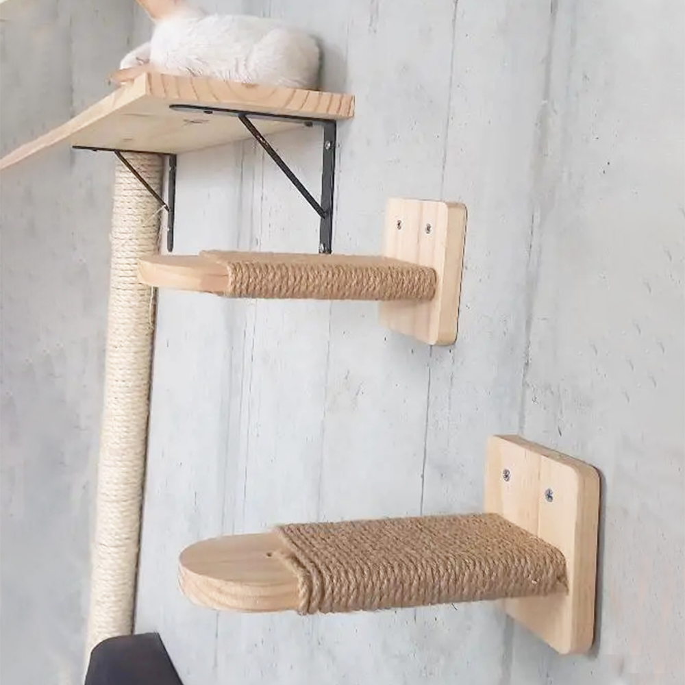Cat climbing rope cat rack solid wood cat climbing rack sky-high rope large cat rope ladder wall-mounted cat jumping platform