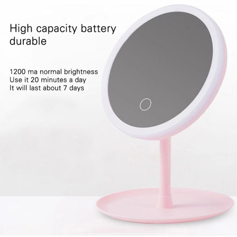 Round Makeup Mirror With Lights Led Vanity Mirror Lamp Adjustable Table Desk Cosmetic USB Face Mirror With Beauty Touch