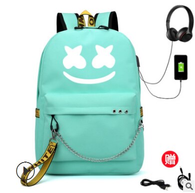 Marshmallow Rugzak Multifunctionele Usb Opladen Voor Tieners Jongens Student Meisjes Schooltassen Reizen Lichtgevende Tas Laptop Pack: Licht Groen